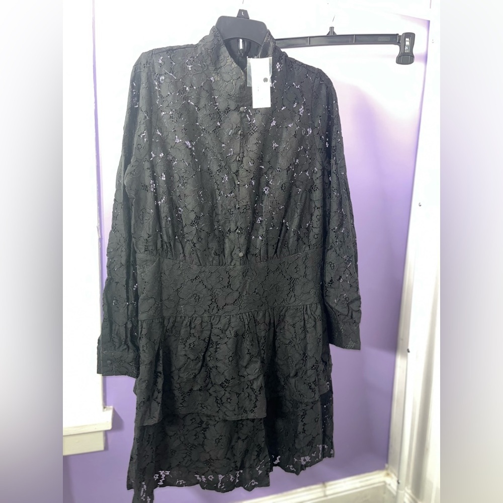 Fashion to Figure Madelyn Lace Ruffle Dress 0X NWT Y2K  unconventional lace LBD - Picture 4 of 5